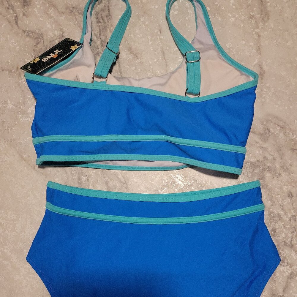 BMJL Blue Sporty High-Waisted Bikini Set | Size Medium NWT